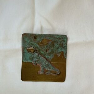 Patinated Brass Dinosaur brooch -